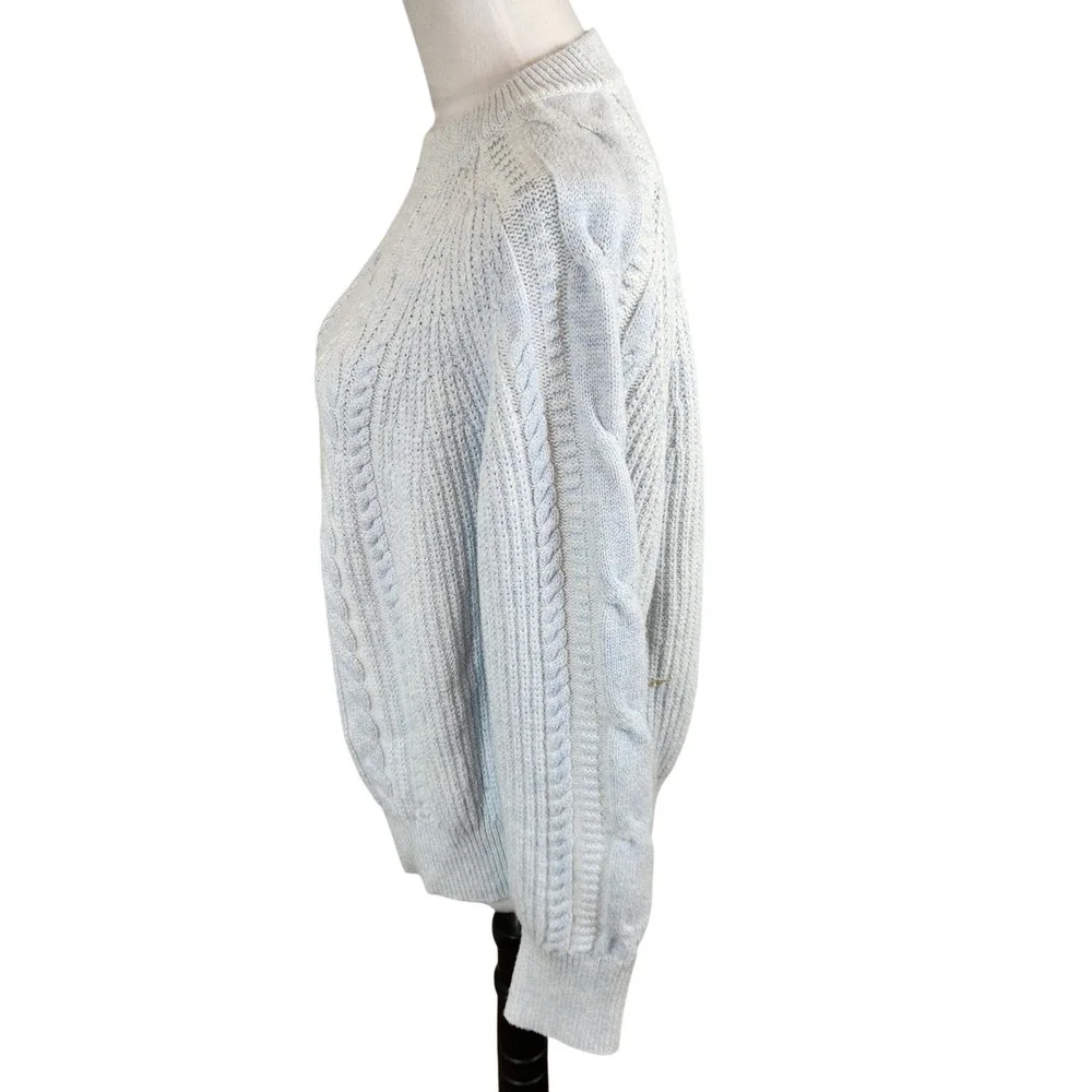 Haven Well‎ Within Fisherman Cable Knit Sweater Light Blue Women's XL Chunky Top